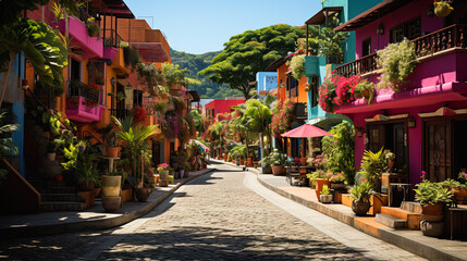 Beautiful and colorful neighborhood in Costa Rica