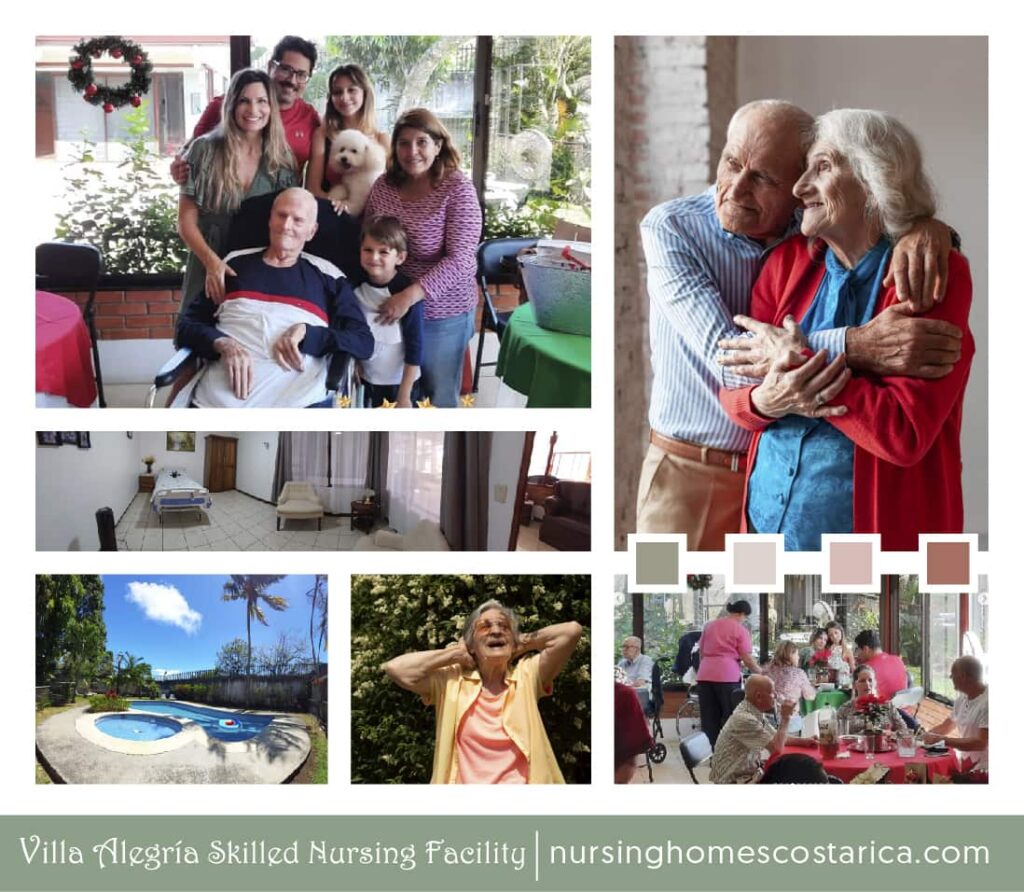 Collage of Villa Alegría residents enjoying the facilities and amenities