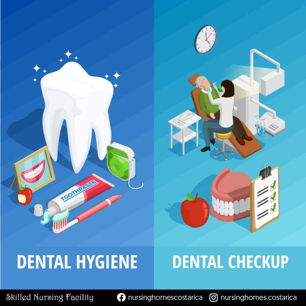 Infographic illustrating dental hygiene and dental checkup