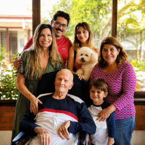 Resident at Villa Alegría Nursing Home enjoying a meaningful family visit in a warm and welcoming environment in Costa Rica.